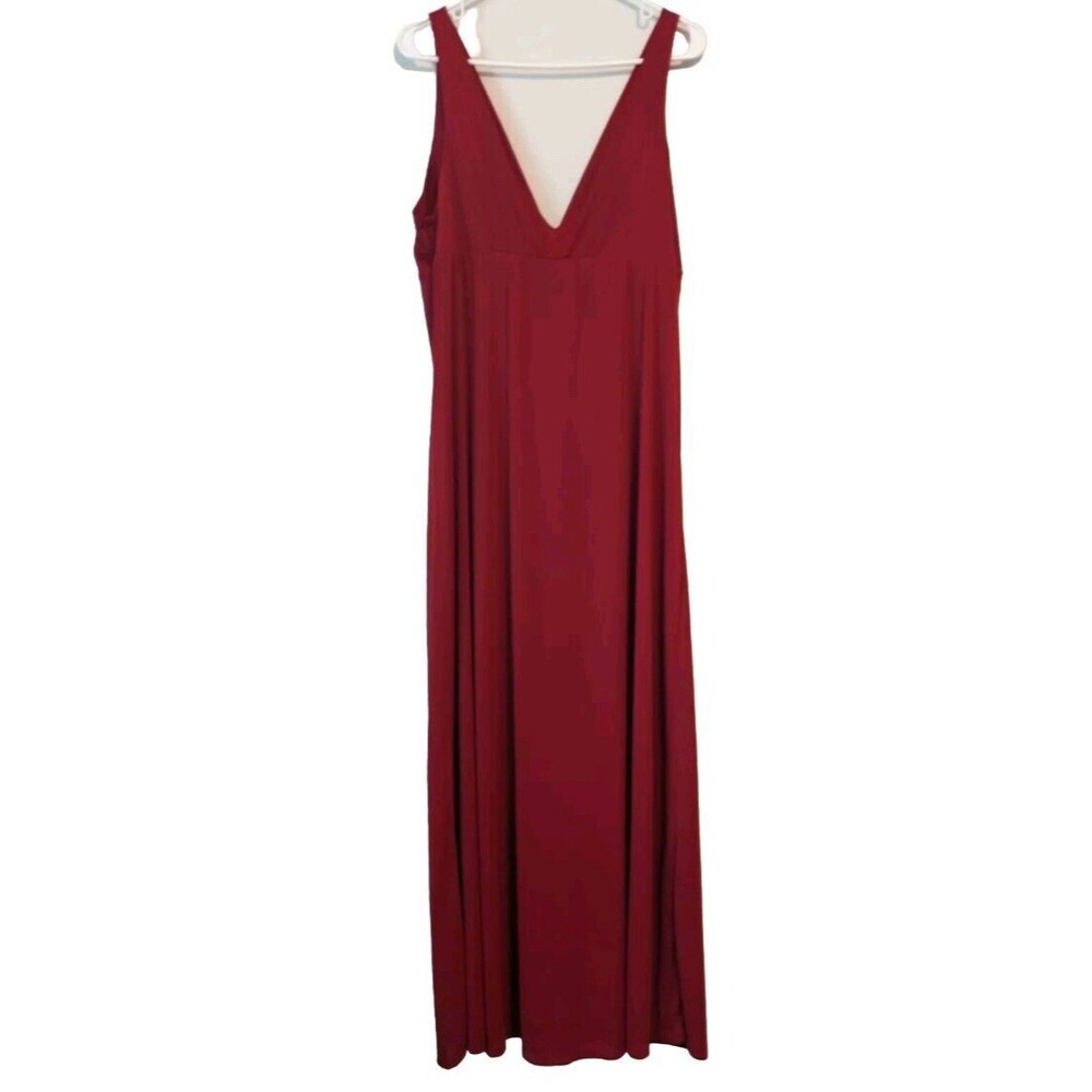 Natori Womens Maxi Long Satin Slip Dress Nightgown Red V Neck Size XL Romantic - Picture 4 of 4